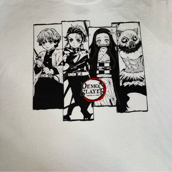 Demon Slayer Anime Manga Adult Short Sleeve White Tee T-Shirt - Picture 2 of 5